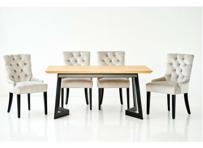 Design Dining room Table + 4 Chesterfield Armchairs Seat Group Chairs